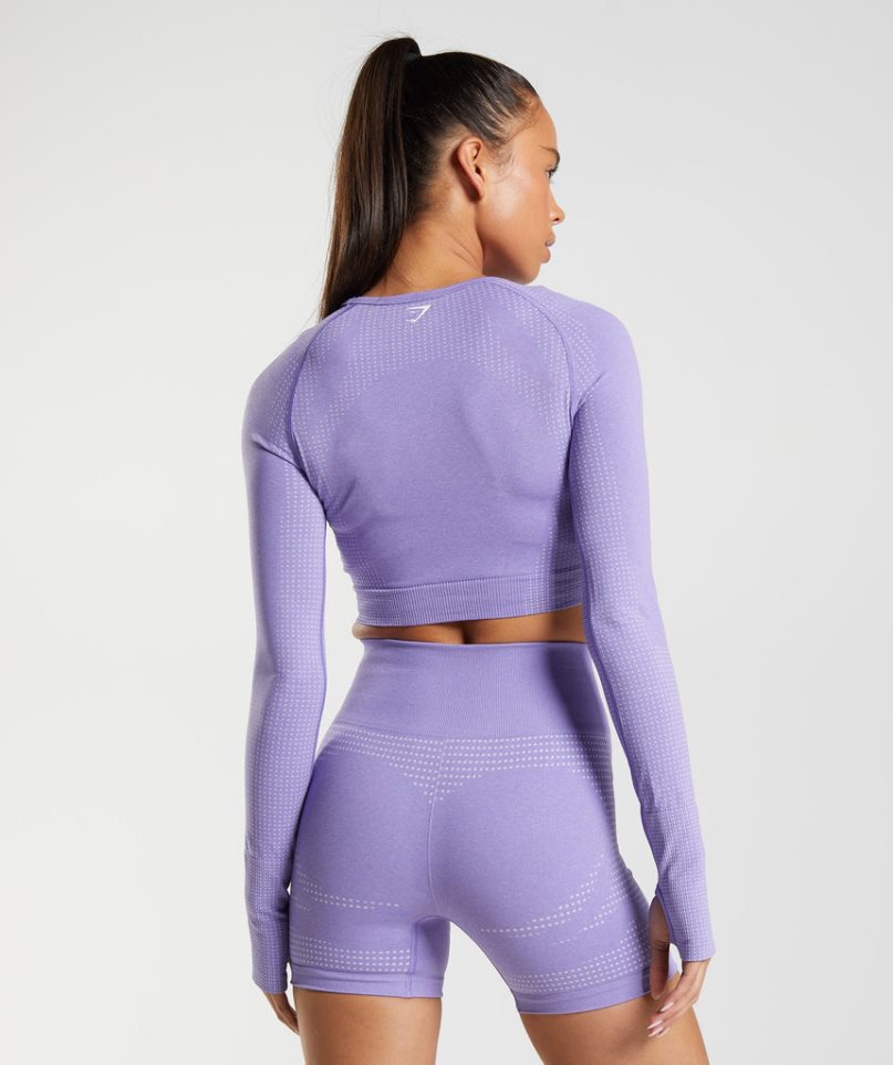 Women's Gymshark Vital Seamless 2.0 Cropped Tops Purple | NZ 6WDPUY